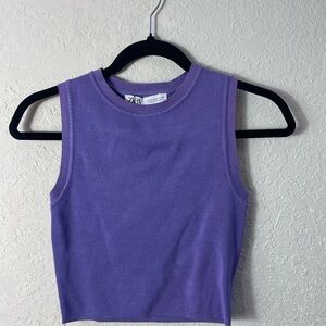 Zara Purple Knit Sleeveless Crop Top Sz M  NWT